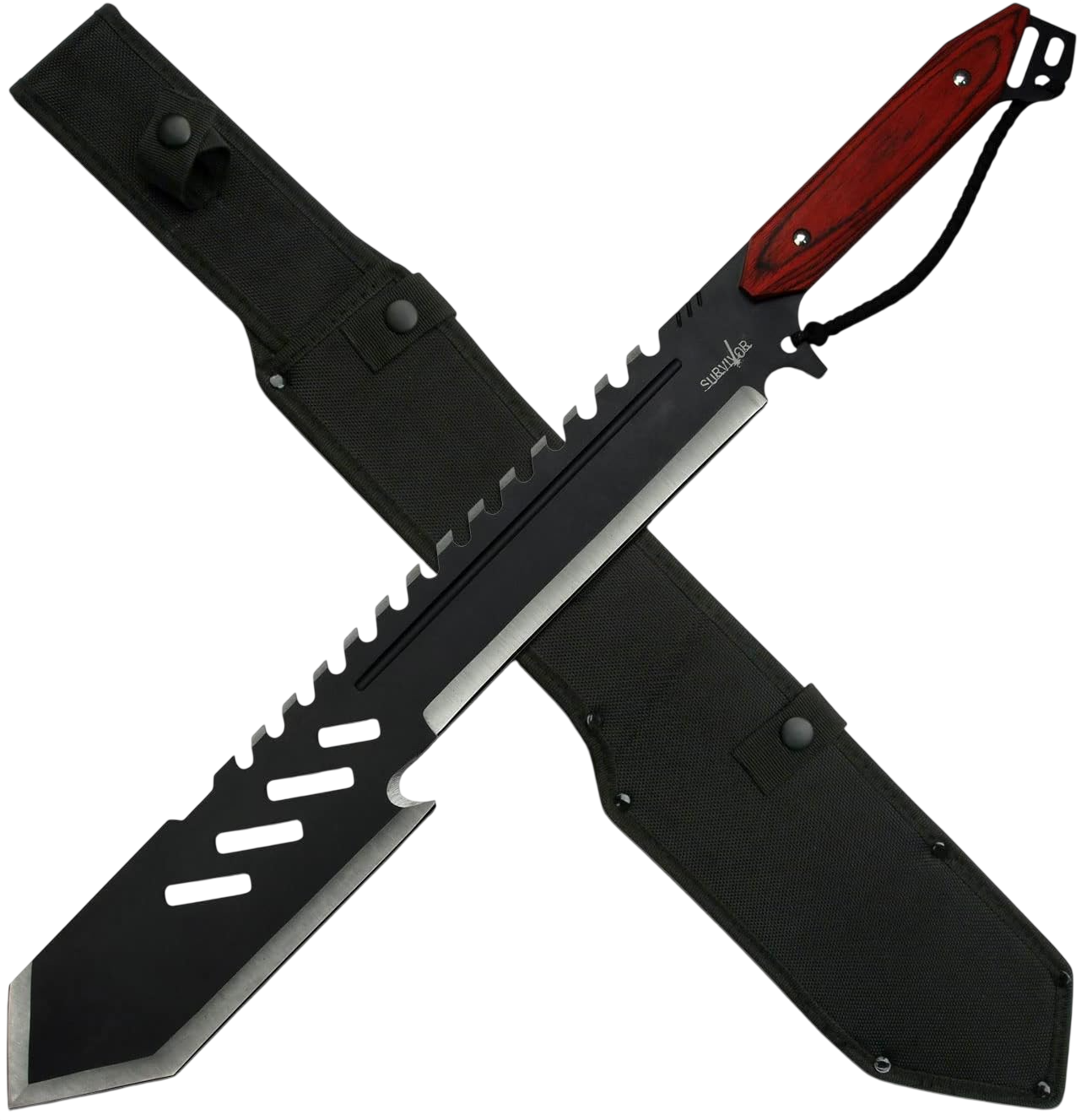 Fixed Blade Machete - Black and Satin Finish by Survivor Knife
